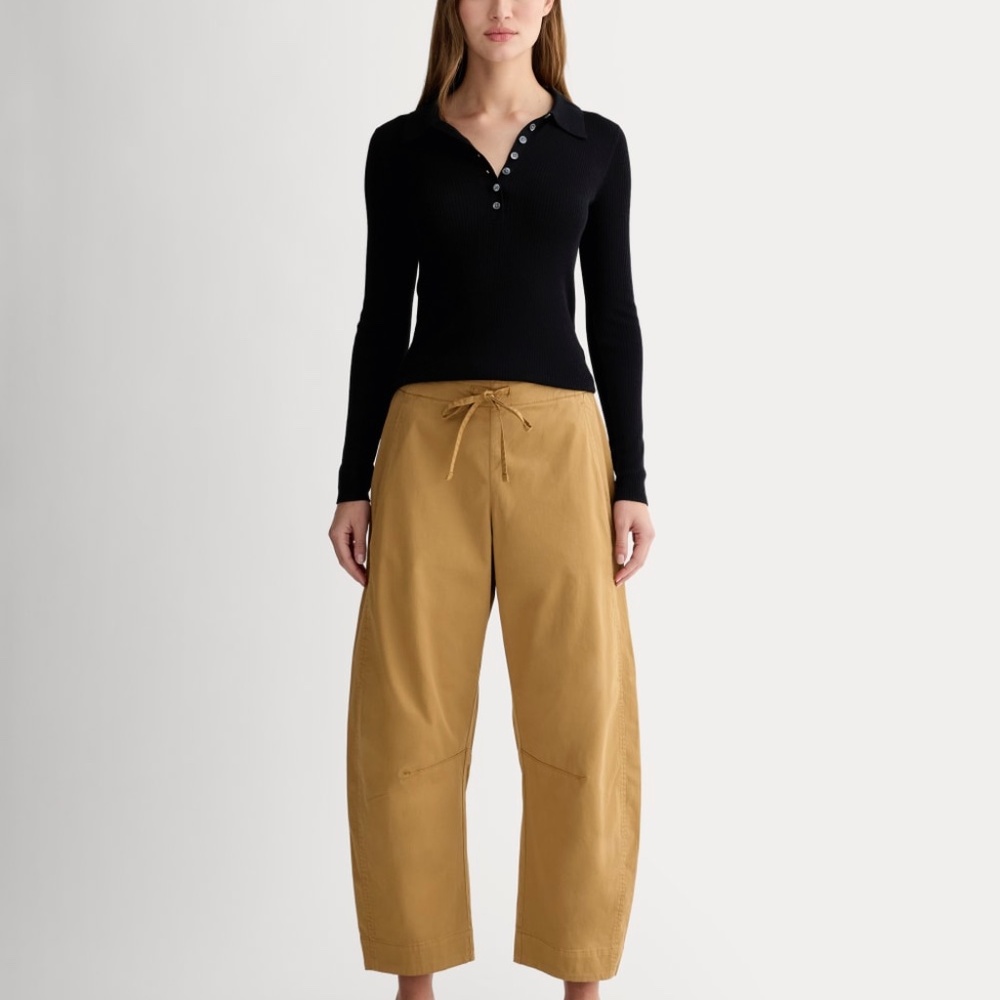 Everlane Women's Easy Barrel Pant in Oak Brown, Size Medium, Cotton/Twill